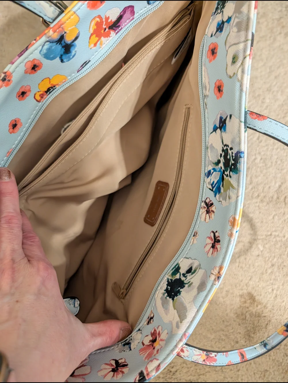 Nine West Blue Floral Tote Bag